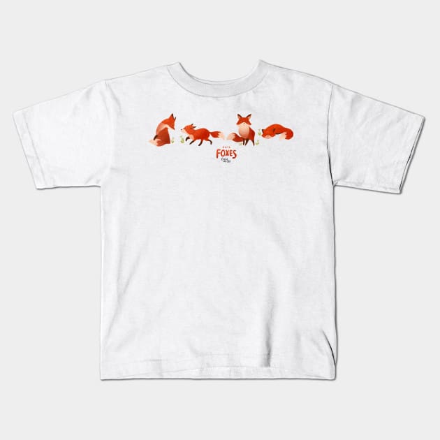 Foxes Kids T-Shirt by Carrie on Art